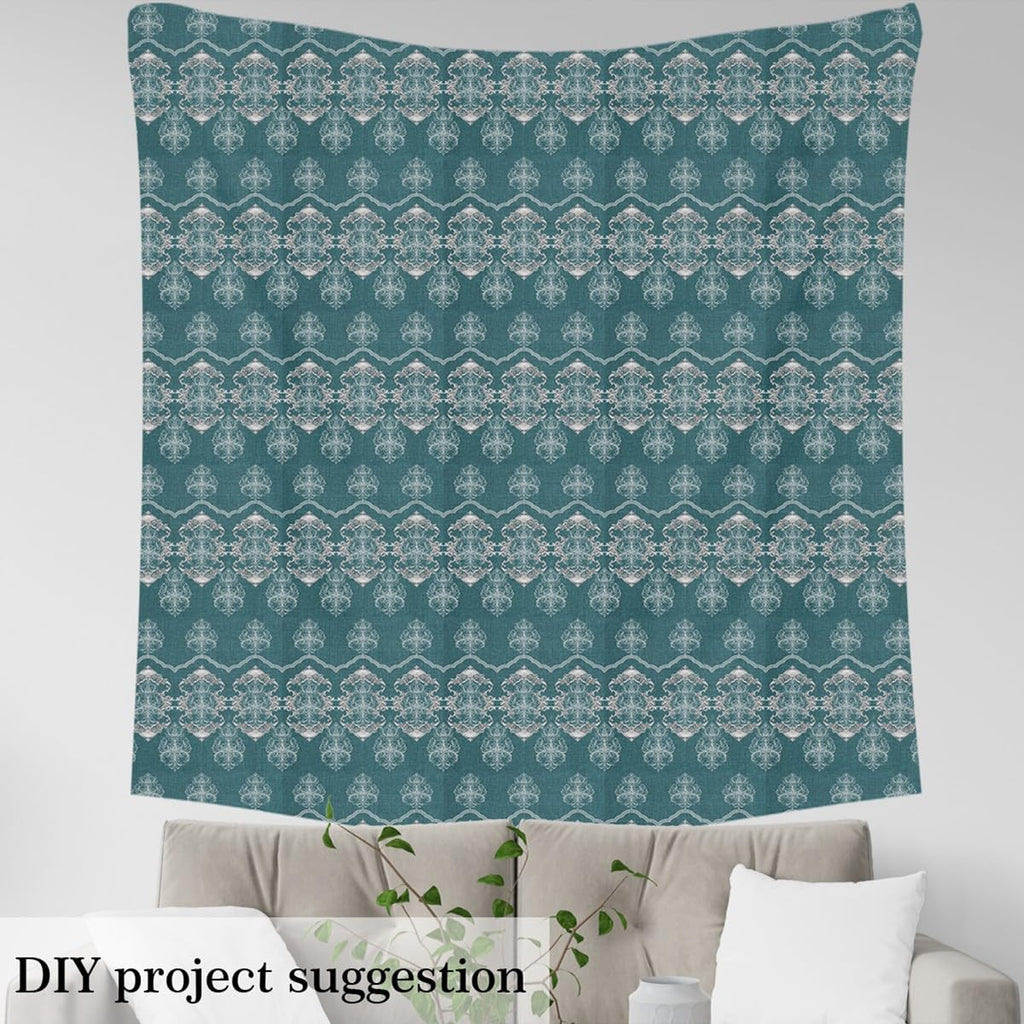 Damask Fabric by The Yard Turquoise Upholstery Fabric for Chairs 10 Yard Luxury Royal Turquoise DIY Projects, Indoor