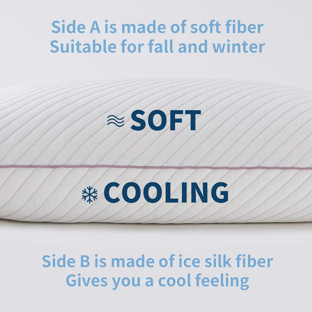 King Size Bed Pillows 2 Pack | Shredded Memory Foam Cooling Pillows for Side,Back & Stomach Sleepers