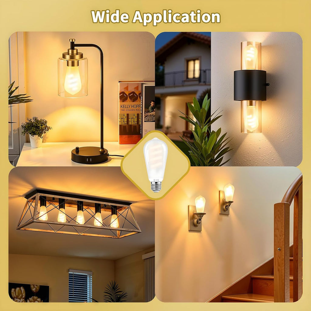 ST58 6-Pack Dimmable E26 Edison Bulbs,Soft White Frosted LED Bulbs
