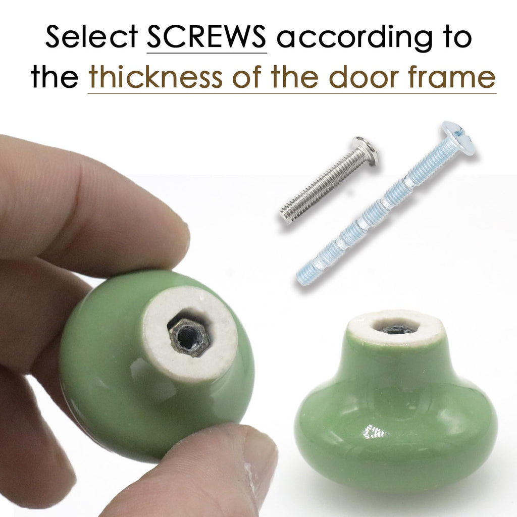 10-Pack Ceramic Cabinet Knobs Green 32mm Round Drawer Pull