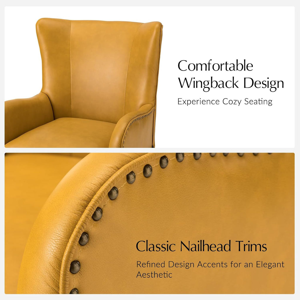 Faux Leather Accent Chair, Yellow