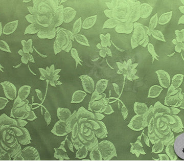 Satin Floral Jacquard Fabric 58" Wide Sold By The Yard (Mint)