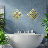 Wall Mount Home Mirror, 2 Pieces Silver Square Decorative Mirror , 11.8 x 11.8 Inches(Gold,Mirrored)