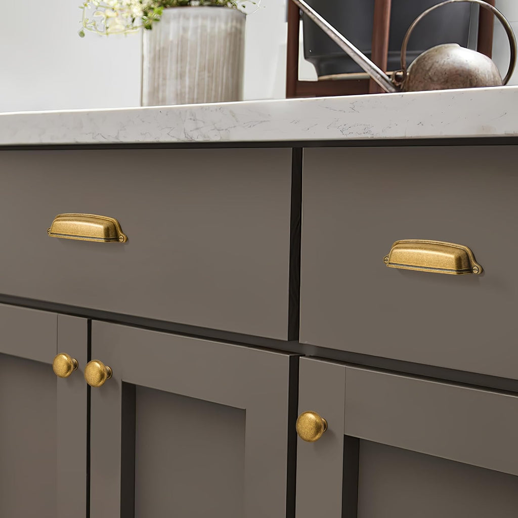 20 Pack Drawer Pulls Antique Cabinet Cup Pulls Kitchen Hardware Cabinet Handles Drawer Handles Knobs. (20 Pack, knob