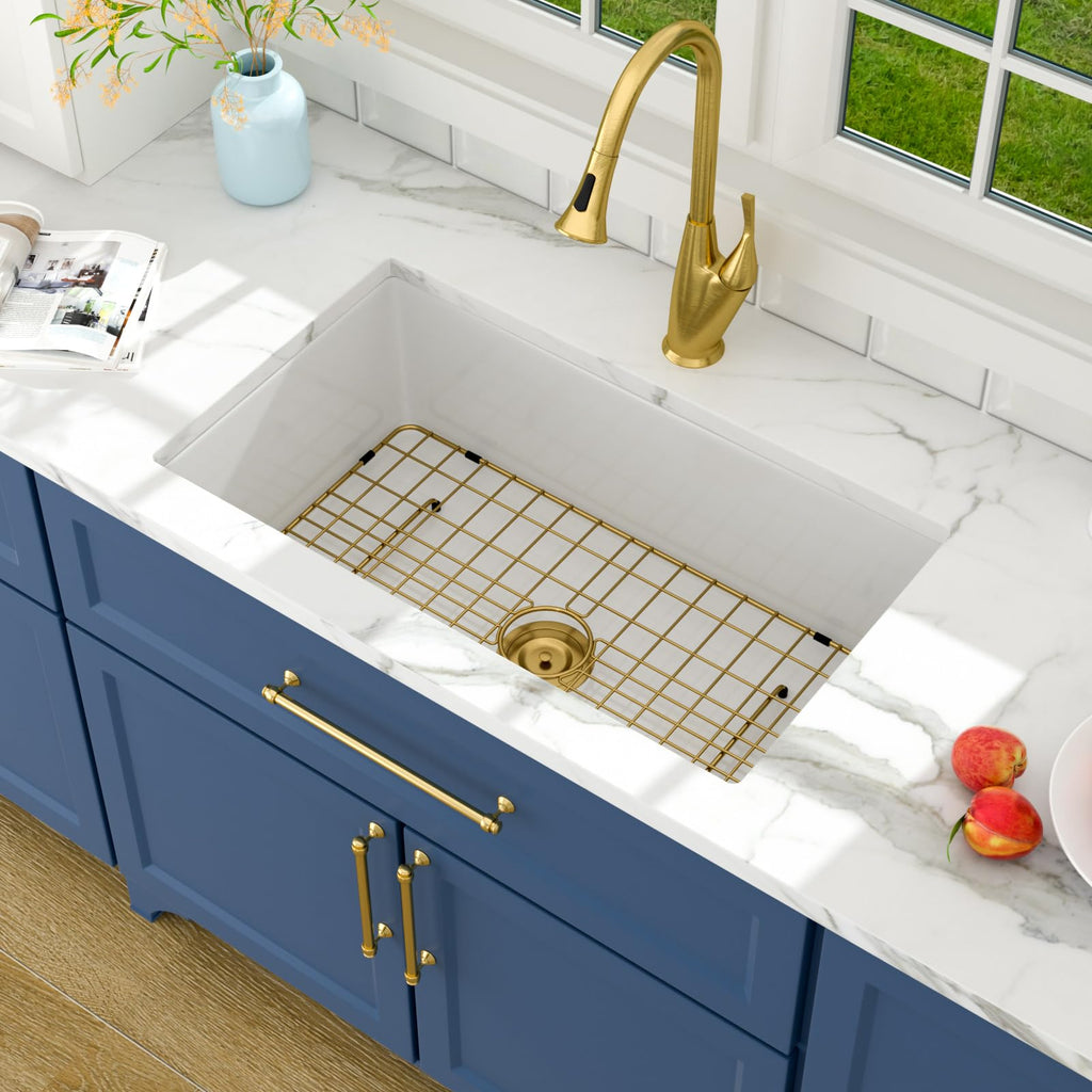 32" White Undermount or Drop Sink Fireclay