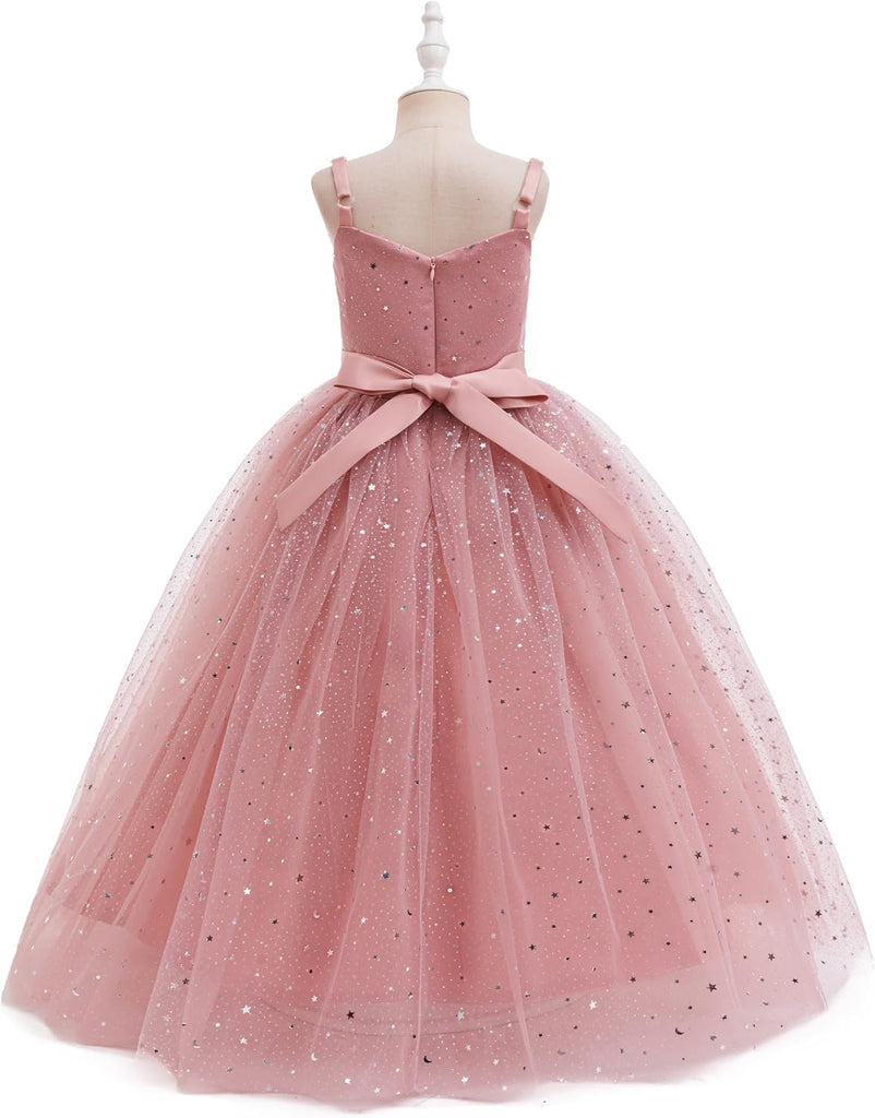 Princess Sparkle Tulle Dress Flower Girl Little/Big Girls Wedding Bridesmaid Dresses Pageant Party Ball Gown