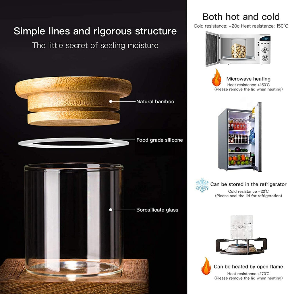 20 Pcs Glass Spice Jars with Airtight Bamboo Lids, Labels and Pen, 2.5oz Mini Clear Food Storage Containers for the