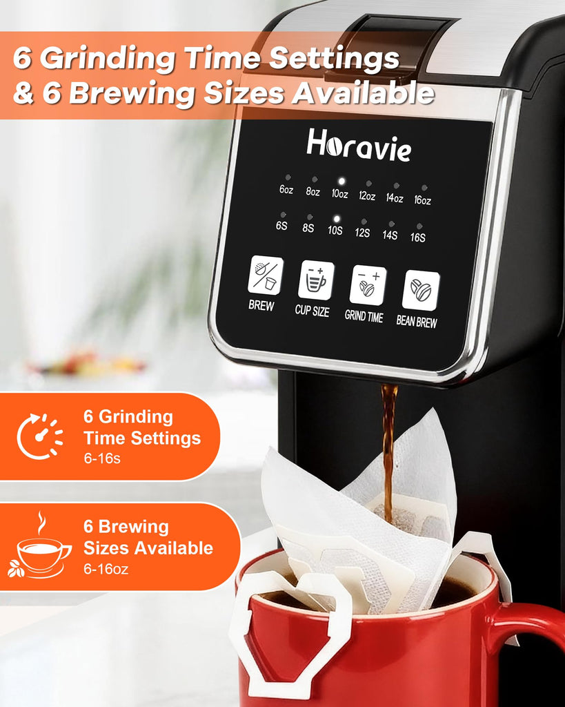 Single Serve Coffee Maker with Built-in Grinder