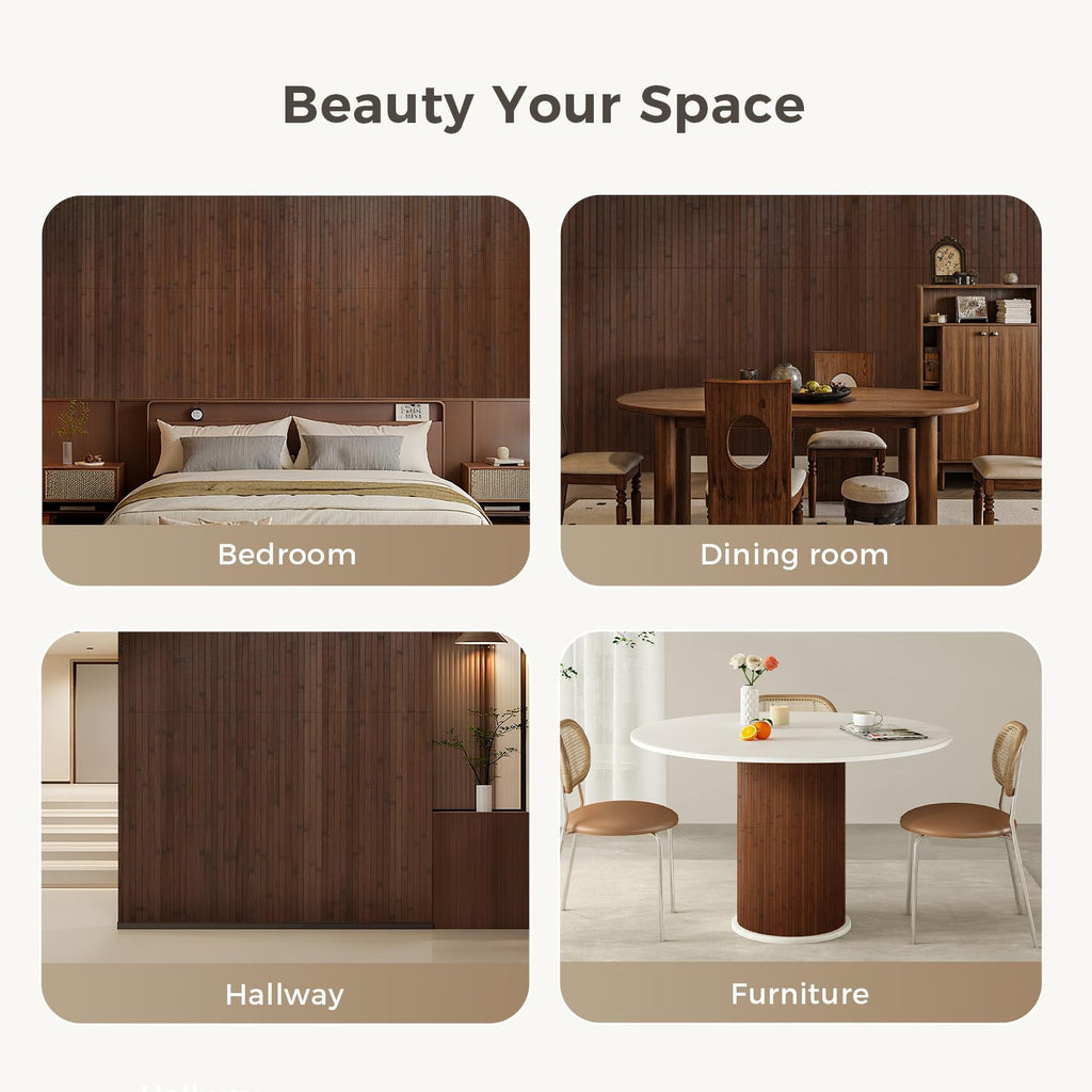 2-Pack Natural Bamboo Wall Panel, 96''x48'', Coffee