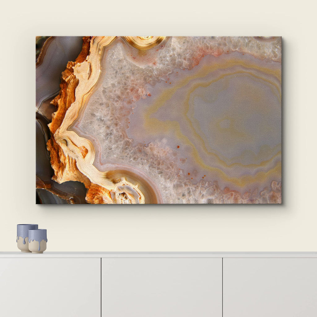 Canvas Wall Art - Abstract Agate Slice Pattern - Giclee Print Gallery Wrap Modern Home Art Ready to Hang - 32" x 48"