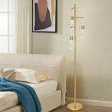 Gold Floor Lamps, Modern Brass Standing Lamp with Bubble Crystal Shades, 3 Built-in LED Lights, ON/Off Foot Switch