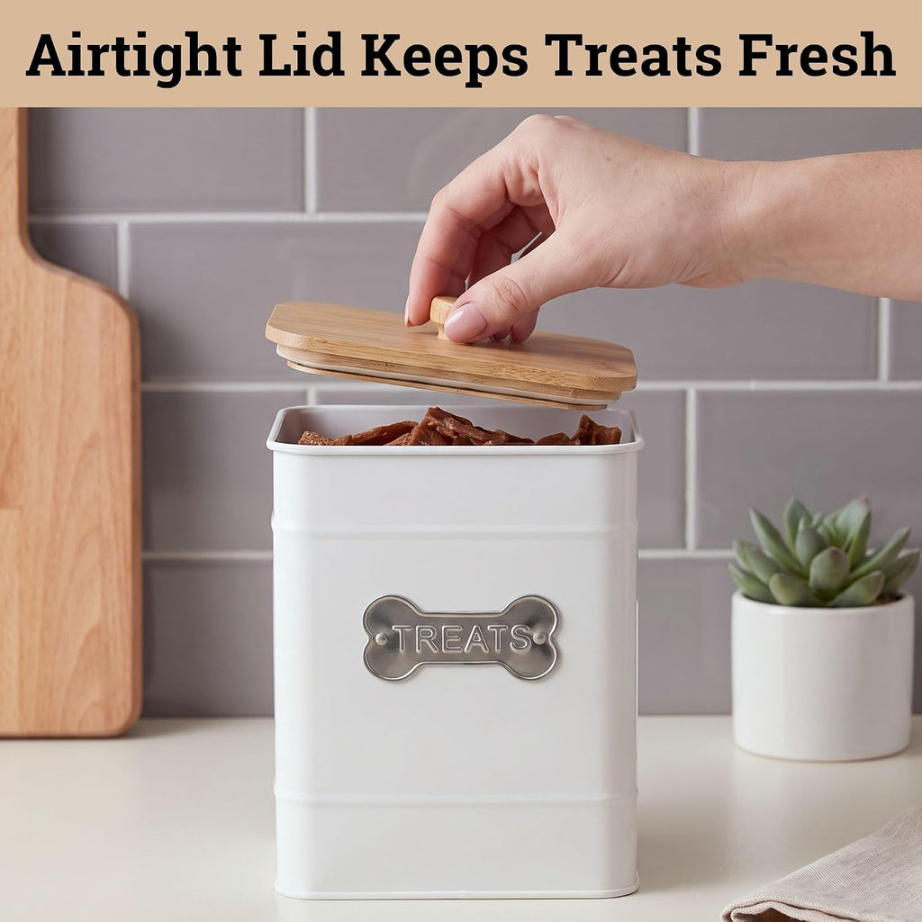 Dog Treat Container Airtight, 6"W x 8"H, Powder Coated, 12 Cup Capacity