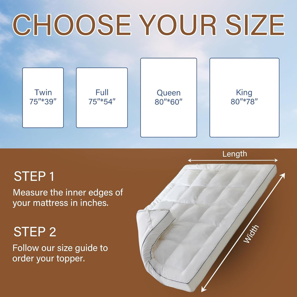 4 Inch Memory Foam Mattress Topper Queen for Back Pain Relief, Extra Soft Pillow Top Mattress Topper, 2000GSM Fluffy