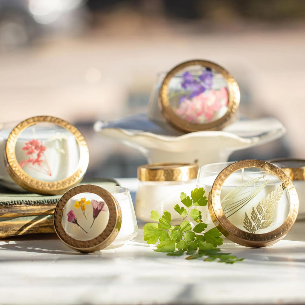 Pressed Floral Candle - Aromatherapy Candles, Long Lasting Scented Luxury Candles Decor, Botanicals Gifts Notes of