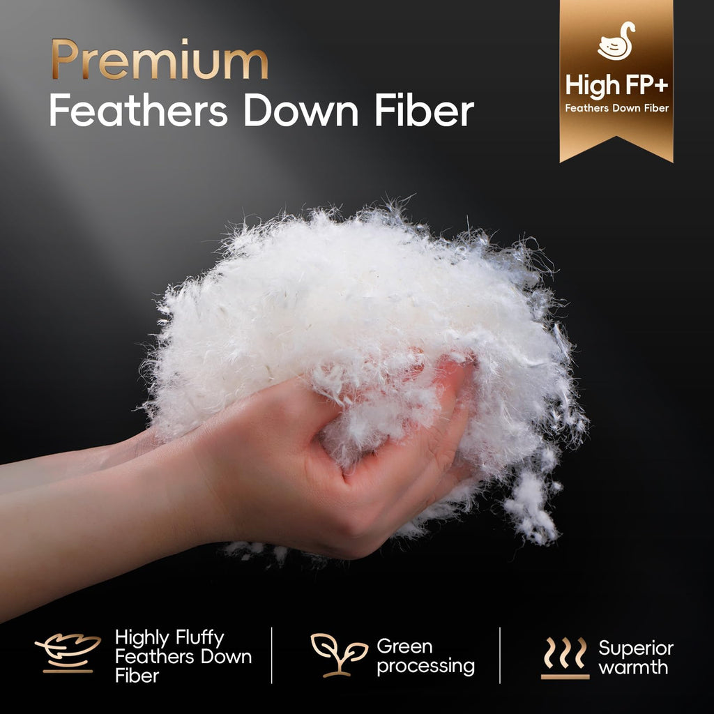 Luxury Goose Feather Down Comforter California King Size - 1600 TC/DM Cotton Blend Medium Warmth Duvet Insert for All