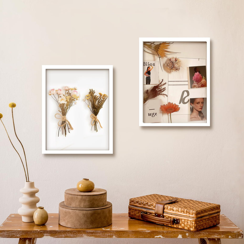 11" x 14" Shadow Box Display Case, Linen Back, 2 Pack White