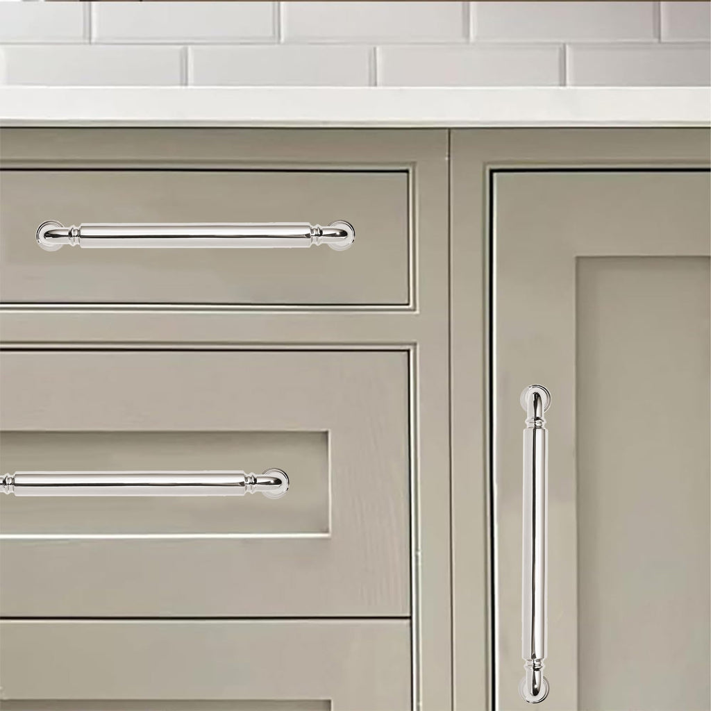 Polished Nickel Heavy-Duty Solid Cabinet Pulls, 5 Inch (128mm) Hole Center, Drawer Pulls, Cabinet Hardware