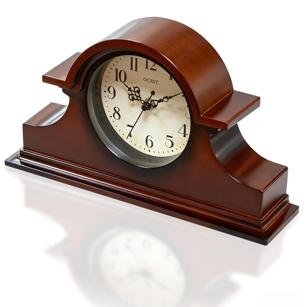 Silent Vintage Farmhouse Mantel Clock, 13 x 7-inch