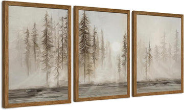 3 Pieces Abstract Forest Tree Canvas Wall Art, Grunge Landscape Tree Wall Decor, Modern Art Decorative Nordic