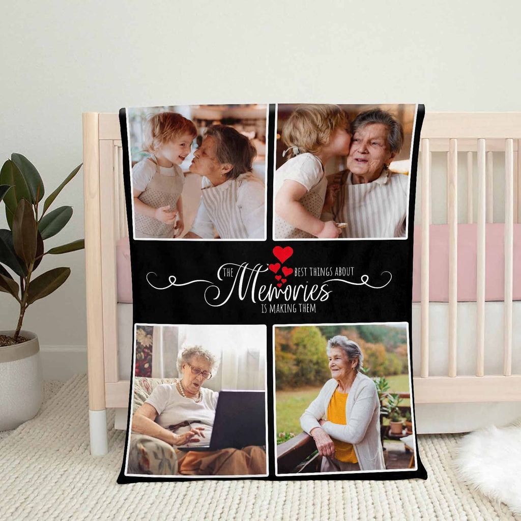 Custom Memory Blanket for Funeral, Black and Red Hearts Throw Blanket Customized in Loving Memory of Son Blanket