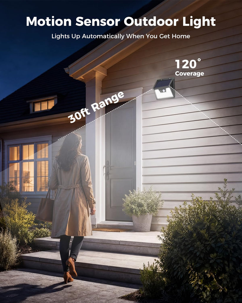 Solar Powered Lights Outdoor, 16Pack Motion Sensor Light Outside, IP65 Waterproof Fence Security Lighting with