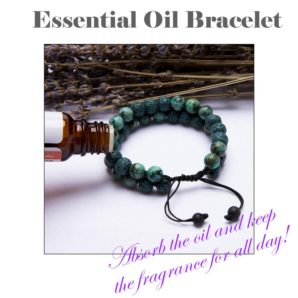 Aromatherapy Essential Oil Diffuser Bracelet Lava Stone Bead Gemstone Anxiety Diffuser Bangle Cuff Bracelet(Dark