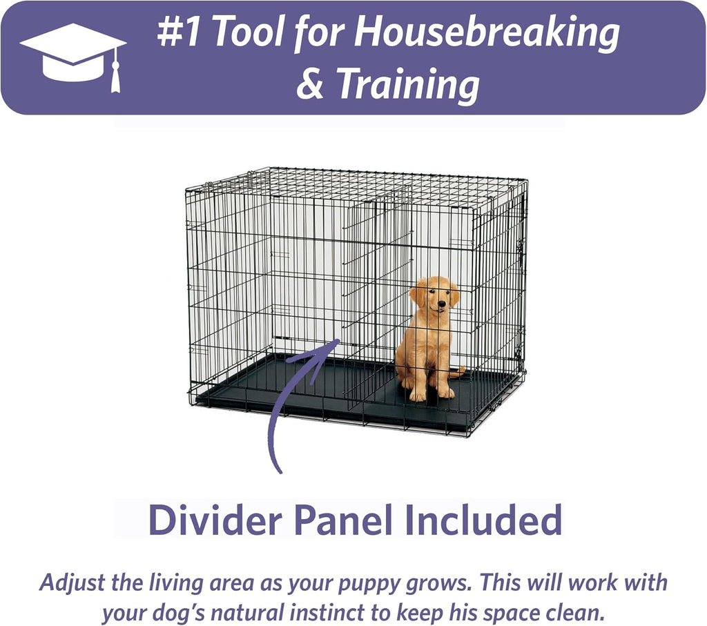 36-Inch iCrate for Medium-Large Breeds, 41-70 lbs, Single Door Folding Dog Crate with Divider Panel