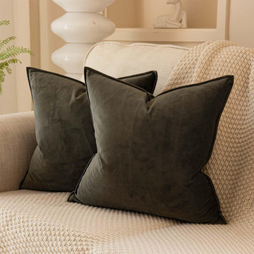 26x26 Velvet Throw Pillow Covers Set of 2 for Couch Bed Sofa, Ash