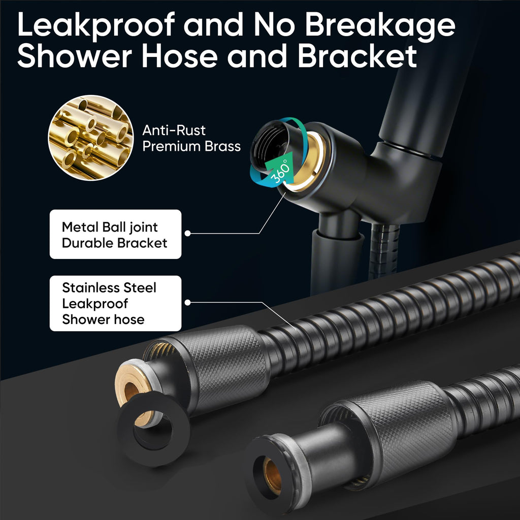8-Setting Handheld Shower Head, Water-Saving Design, Matte Black