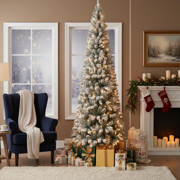 Salzburg Frosted Prelit Slim Artificial Christmas Tree