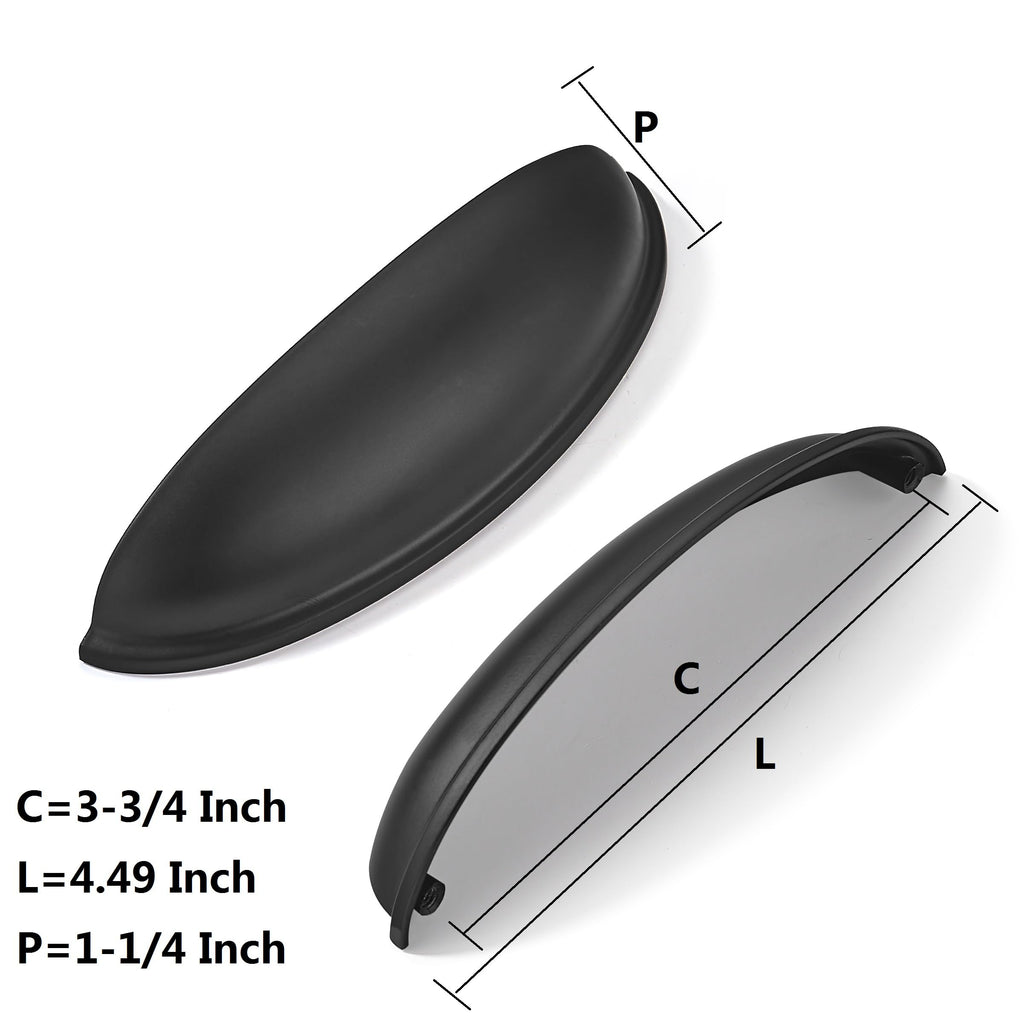 5 Pack 3-3/4" Drawer Pulls Matte Black Cabinet Cup Pulls Kitchen Hardware Cabinet Handles Drawer Handles Knobs 3-3/4