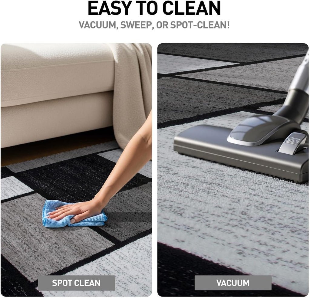 Modern Geometric Boxes Area Rug, Non Shedding Soft