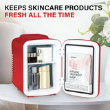Portable Mini Fridge, 4L/6 Can Cooler and Warmer Compact Refrigerator for Skincare, Cosmetics, Beverage, Food, for