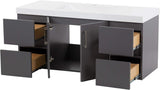 Spring Mill Cabinets Innes 48 Inch Floating Bathroom Vanity with White Single Sink Top, 2-Door Cabinet