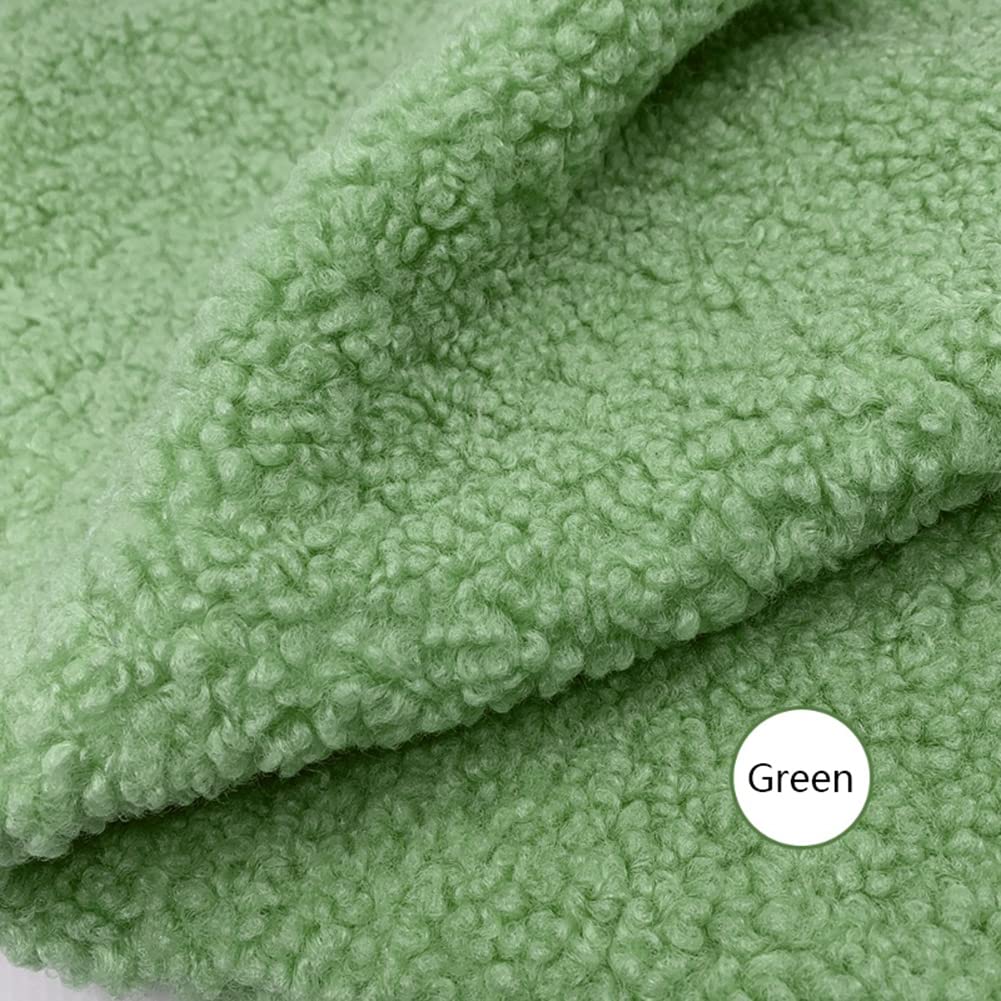 Faux Sheepskin Sherpa Fleece Fabric DIY Material Sewing (Green, 18x20 in/45x50 cm)