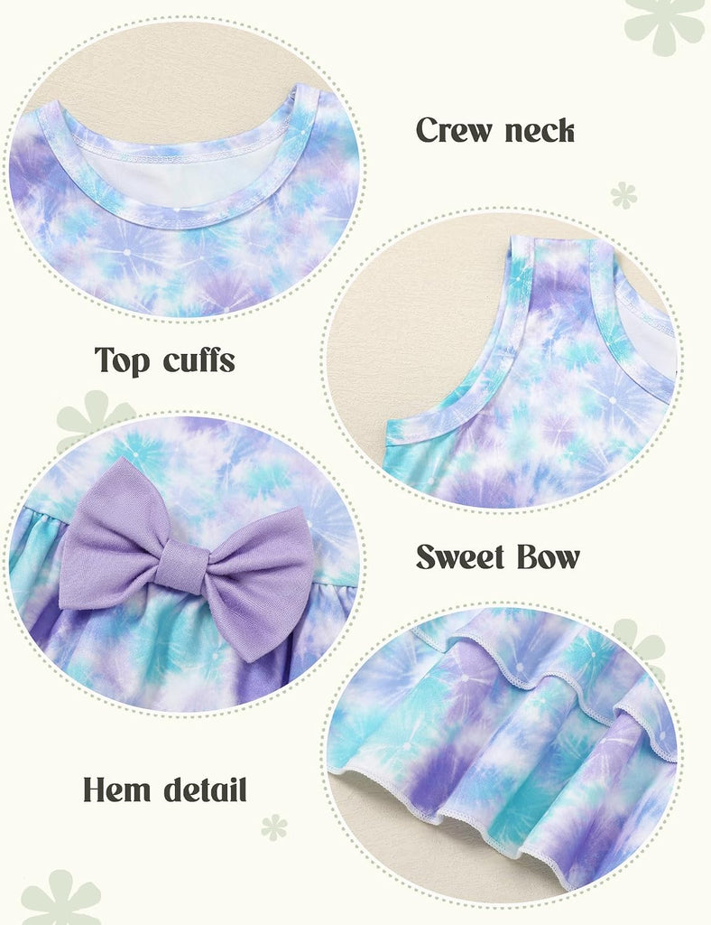 Toddler Girl Clothes, 2Pcs Baby Girl Summer Outfits Sleeveless Bow Knot Tank Shirts Tops + Shorts Clothing Sets