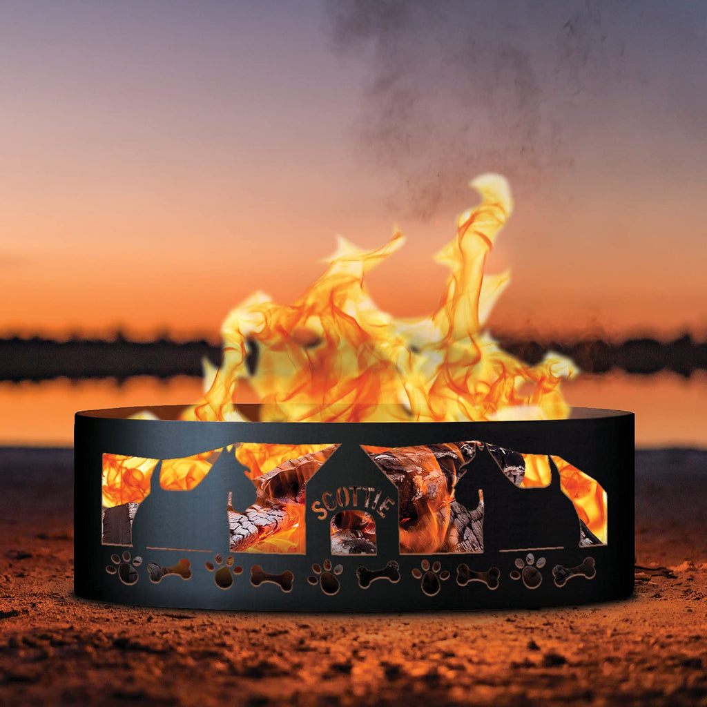 Scottie Unpainted 12 in. Tall 60 in. Diameter Outdoor Fire Ring with Fire Poker - 60 x 60 x 12 in.