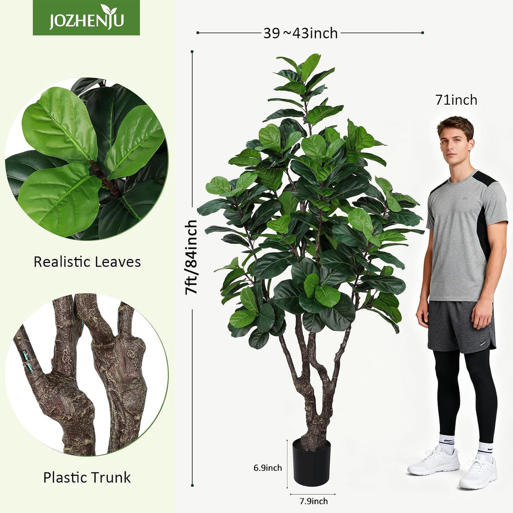 7FT Artificial Fiddle Leaf Fig Tree Decor, Faux Plants Indoor