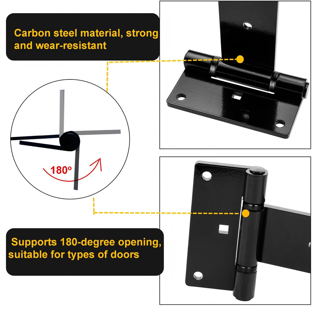 12 Inch Heavy Duty T Strap Hinges, Thickened Solid Steel