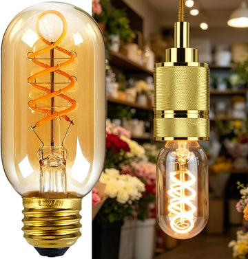 Edison Bulb Led Bulb Vintage 4W Dimmable 110-130V 2000Kelvin Super Yellow Warm Decorative Light Bulb (T45 Spiral