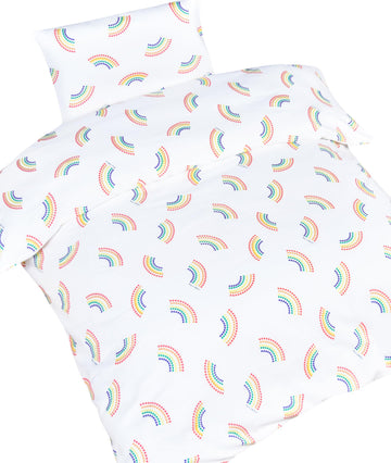 Dot Rainbow Cute 100% Cotton Duvet Cover + Pillowcase Bedding Set with Zipper Closure for Baby Toddler Boys Girls
