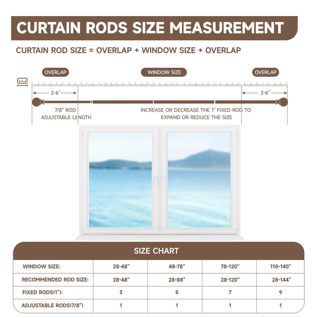 Warm Gold Curtain Rods for Windows 28 to 48 Inch(2.3-4ft)- 1'' Diameter Heavy Duty Curtain Rods with Golden