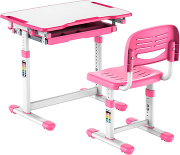 Kids Desk and Chair Set, Height Adjustable Sturdy, Girl Desk, Child Study Desk and Chair Set for Boys, Table for Art