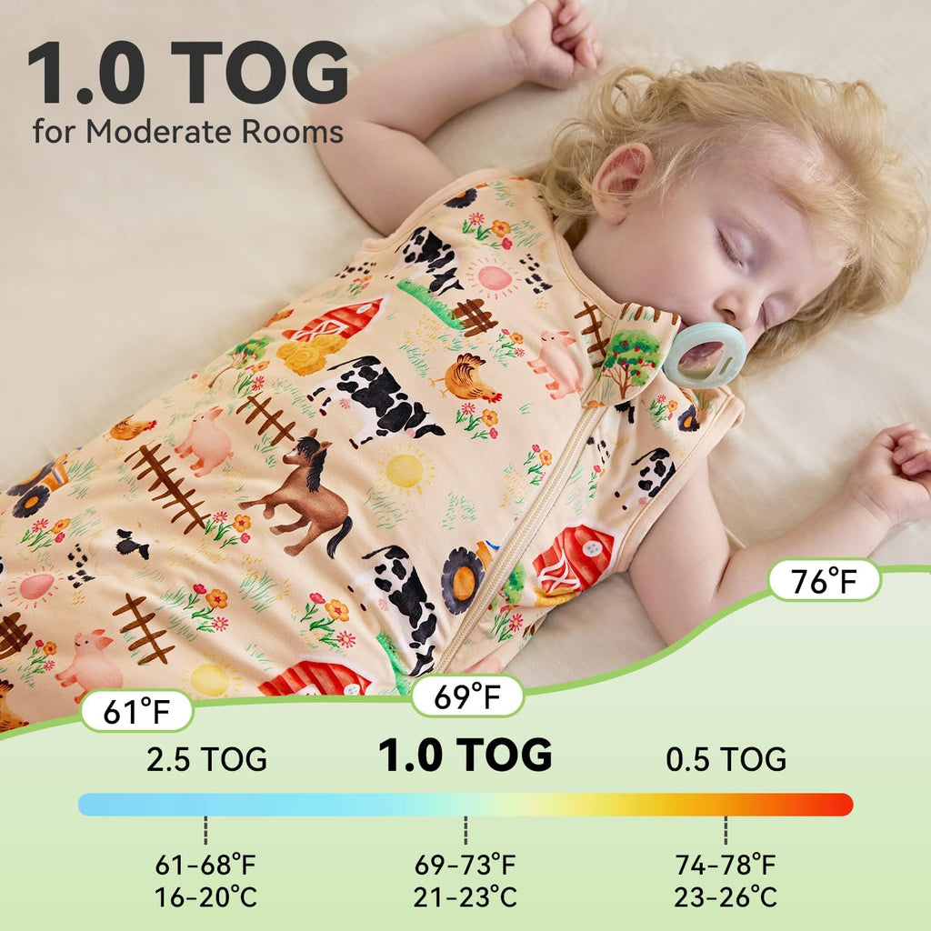 Bamboo Viscose Sleep Sack for Baby, 1.0 & 0.5 Tog Wearable Blanket