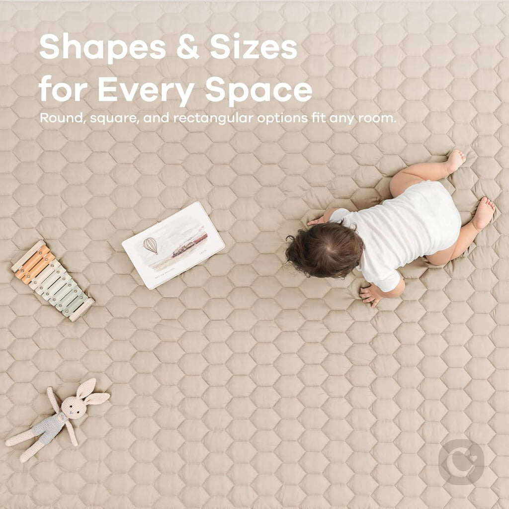 Square Kids Play Mat 56 x 56in Baby Floor Mat - Sand