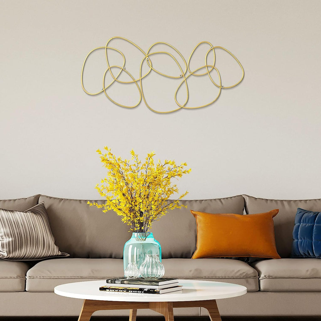 Interlocking Rings Wall Sculpture Gold Metal Home Wall Decor Abstract Aesthetic Gold Decoration for Art Bedroom - Set of 3