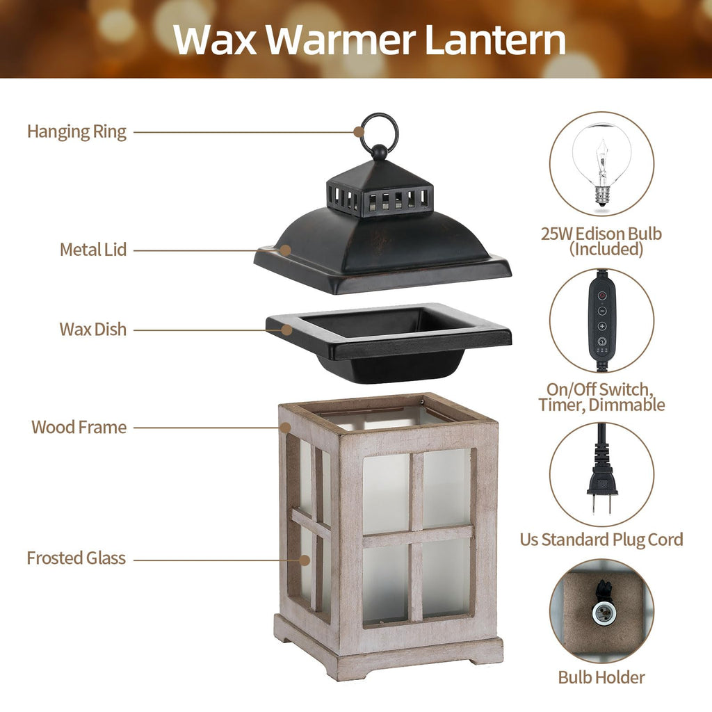 Wax Melt Warmer with Timer, Farmhouse Lantern Candle Warmer