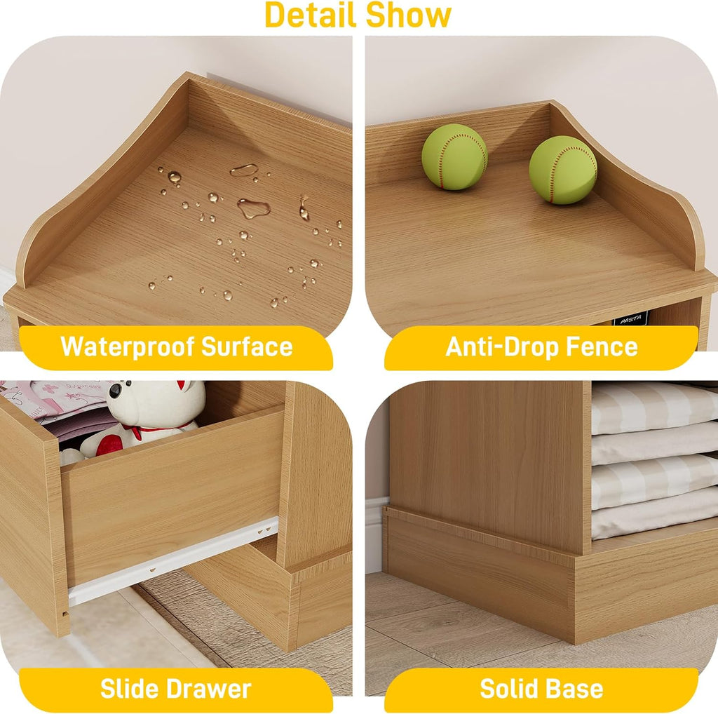 Kids Dresser Cabinet with 7 Drawers and Large Table Top, White Chest of Drawers, Baby Dresser, Kids Bedroom
