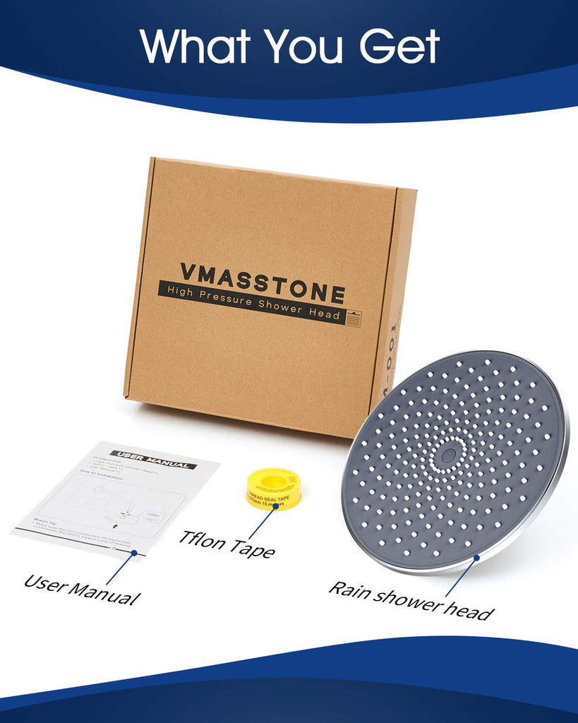Large Shower Head 9In High Pressure Showerhead - Tool Free Installation- with Large Spray Surfaces and 200 Nozzles