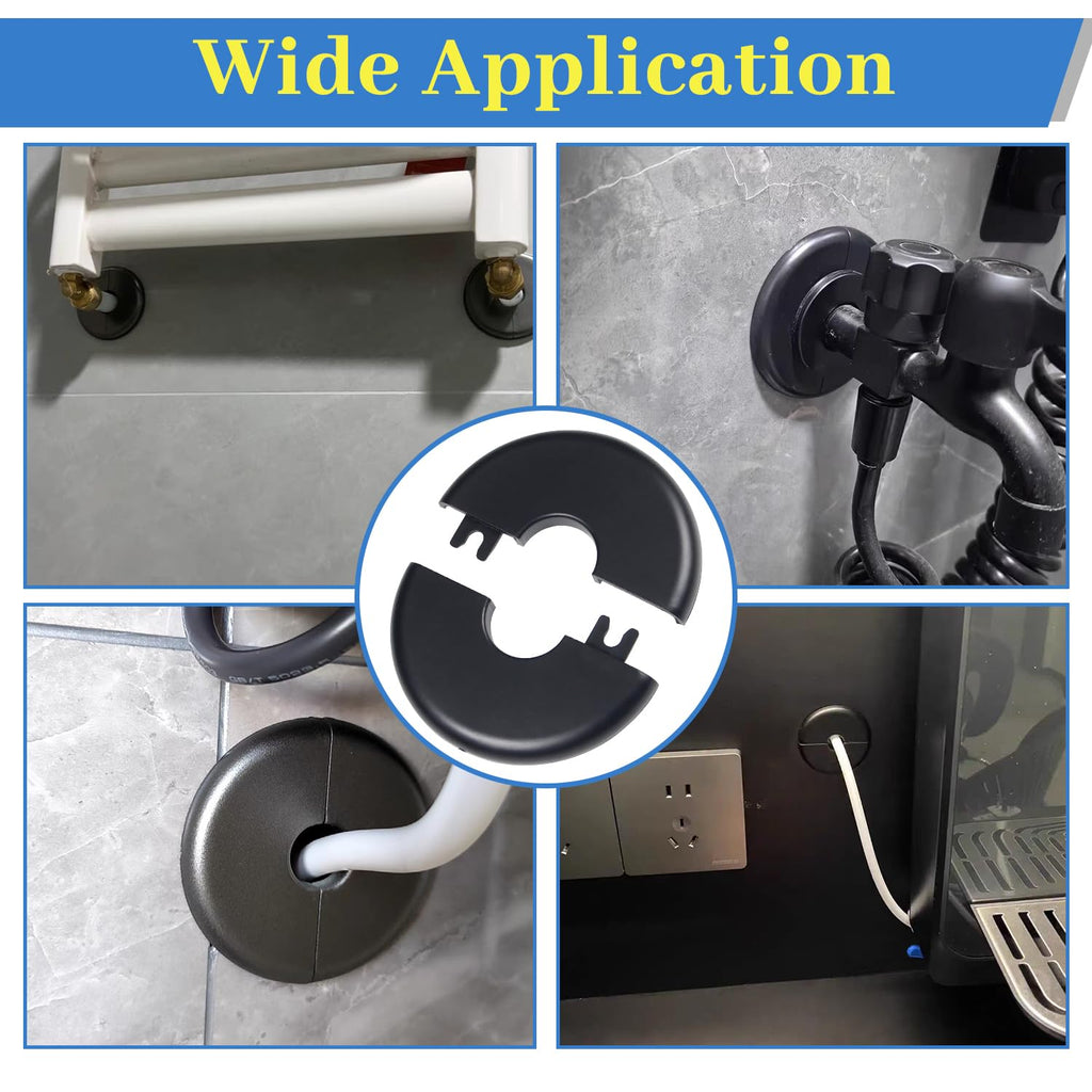 6Pcs Self-Adhesive Split Flange for 0.6" Pipe, ABS Round Escutcheon Plate